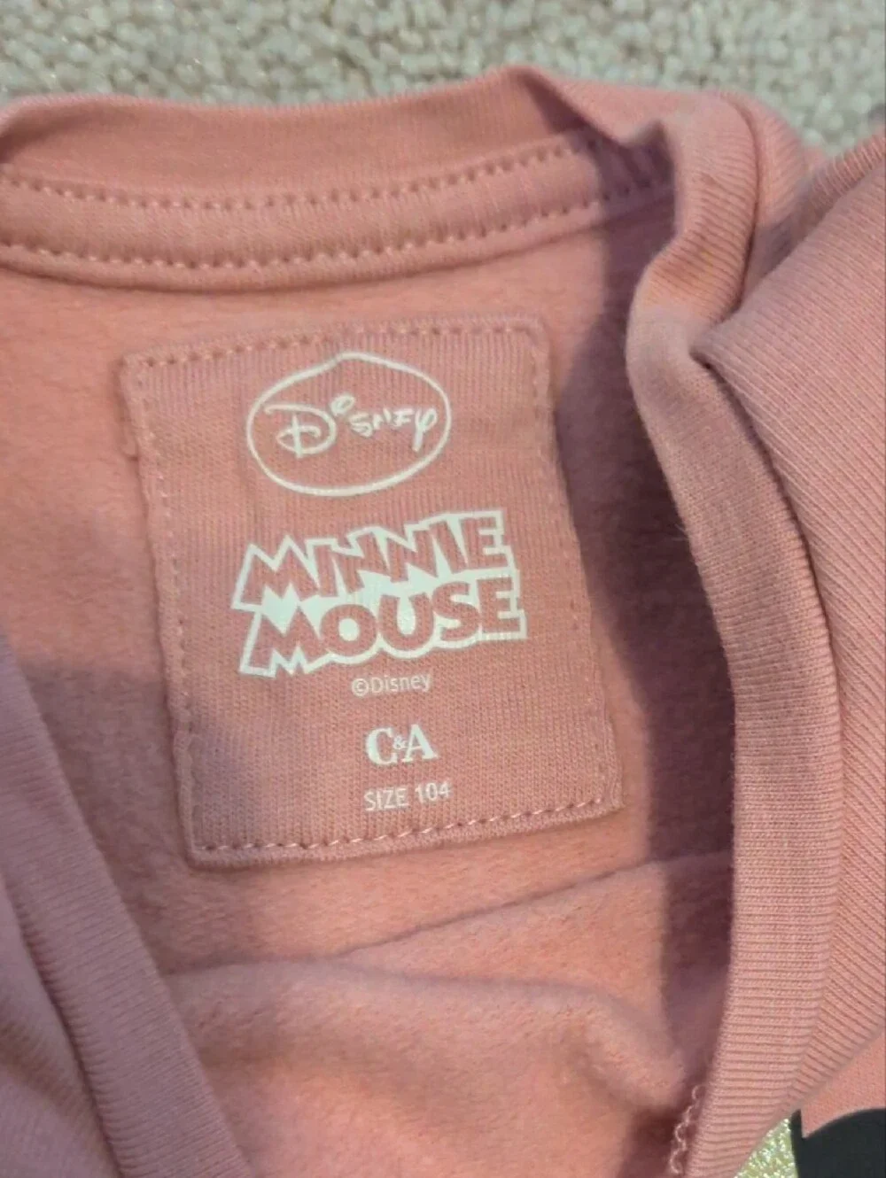 Disney Minnie Mouse Girls Pink Dress with Gold Bow Graphic (Size 104 = 4Y)